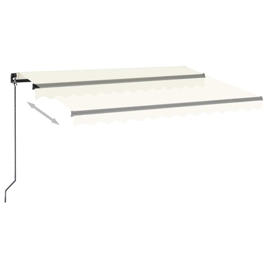 Ručně zatahovací markýza s LED světlem 350 x 250 cm krémová