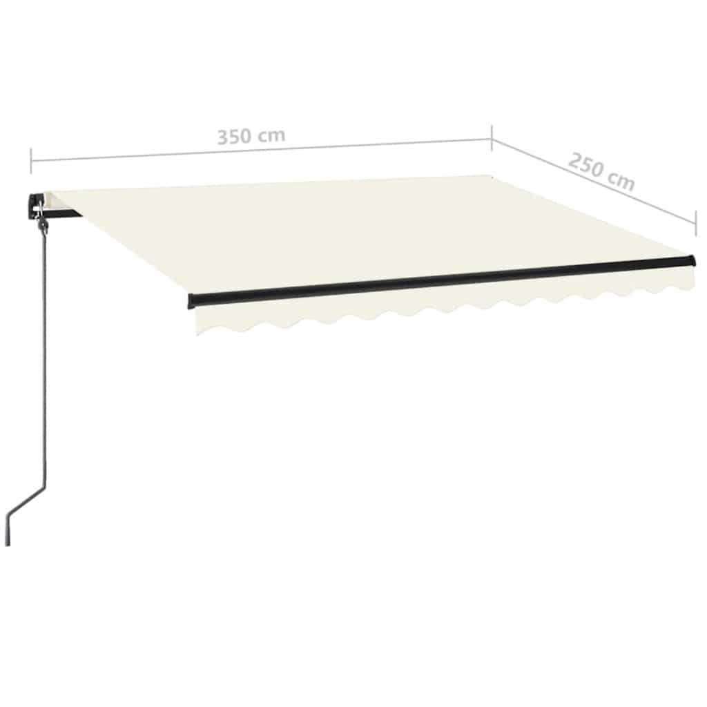 Ručně zatahovací markýza s LED světlem 350 x 250 cm krémová