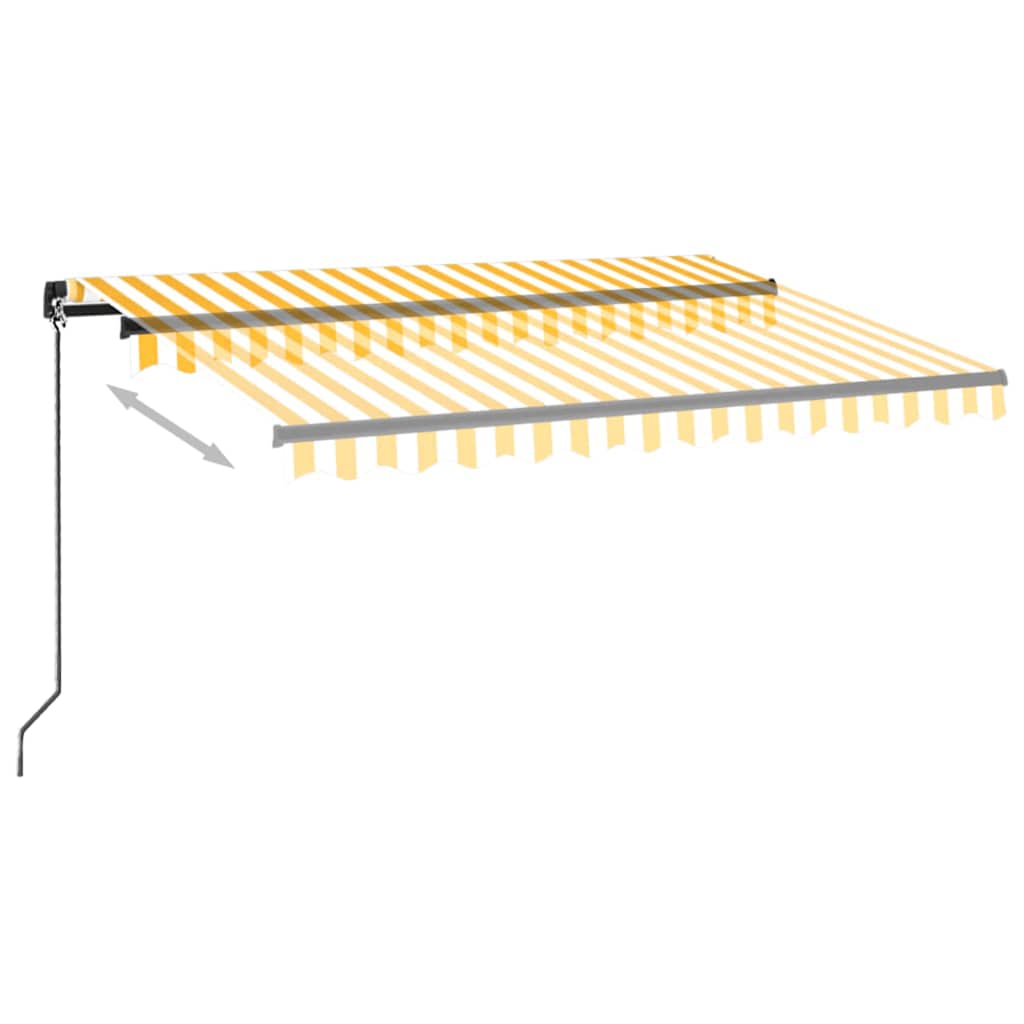 Ručně zatahovací markýza s LED světlem 350 x 250 cm žlutobílá