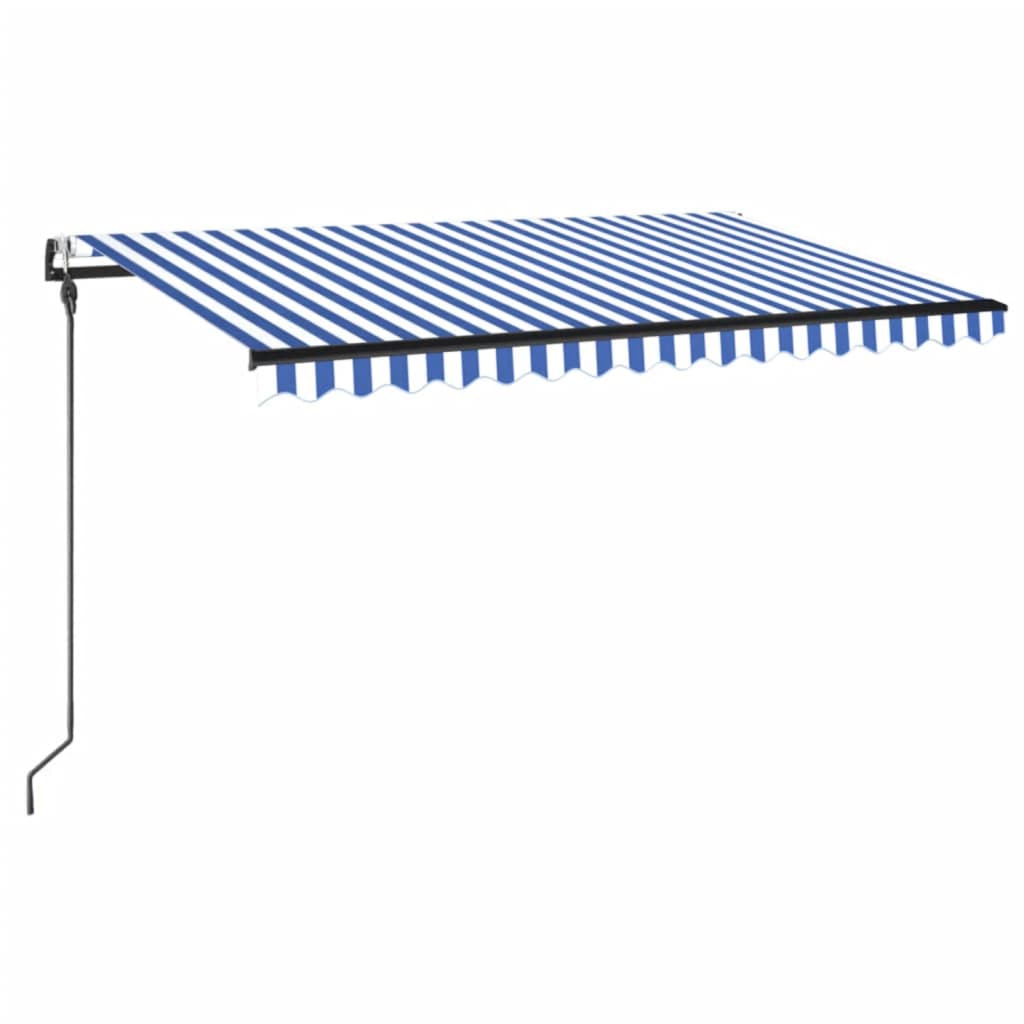 Automatická markýza LED a senzor větru 400 x 300 cm modrobílá