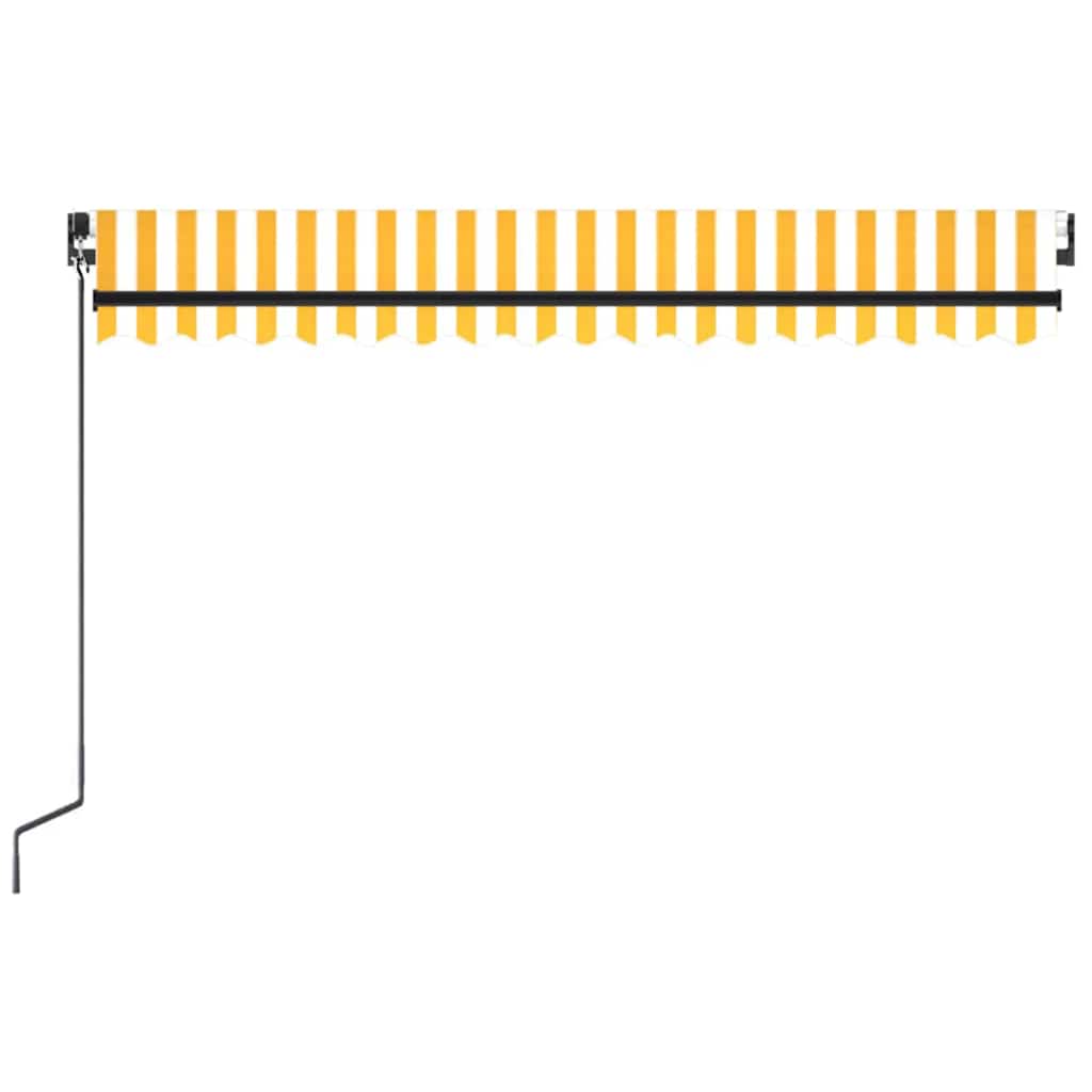 Ručně zatahovací markýza s LED světlem 450 x 300 cm žlutobílá