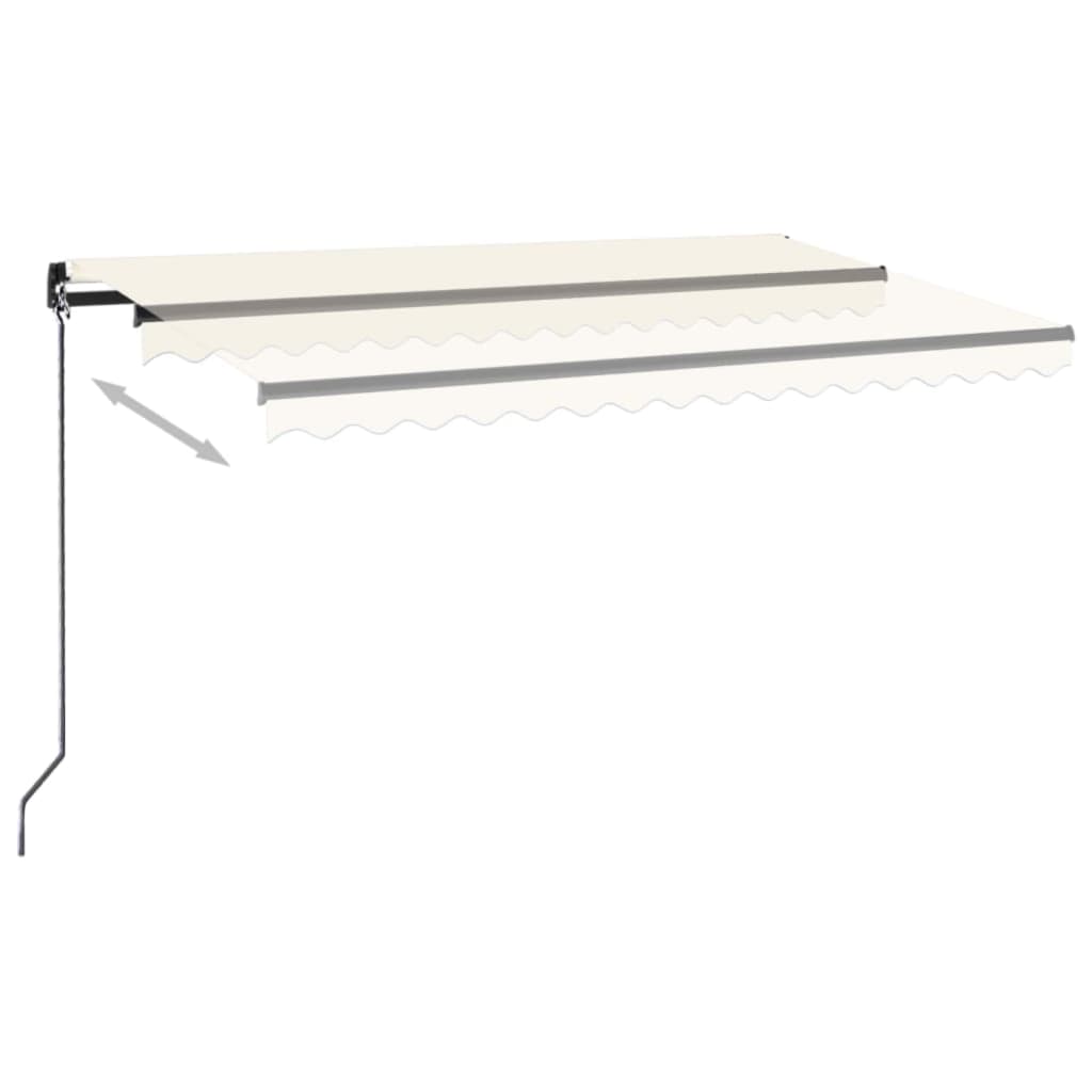 Ručně zatahovací markýza s LED světlem 400 x 350 cm krémová