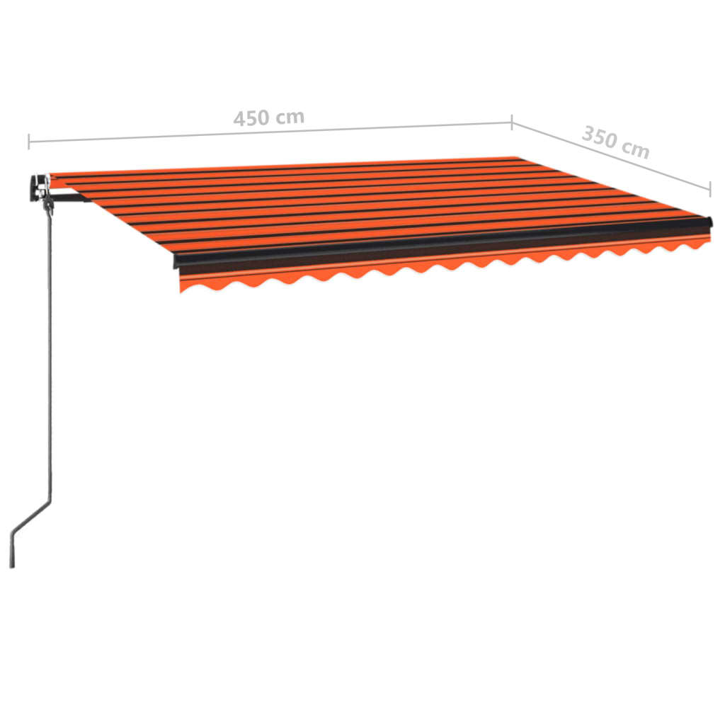 Ručně zatahovací markýza 450 x 350 cm oranžovo-hnědá