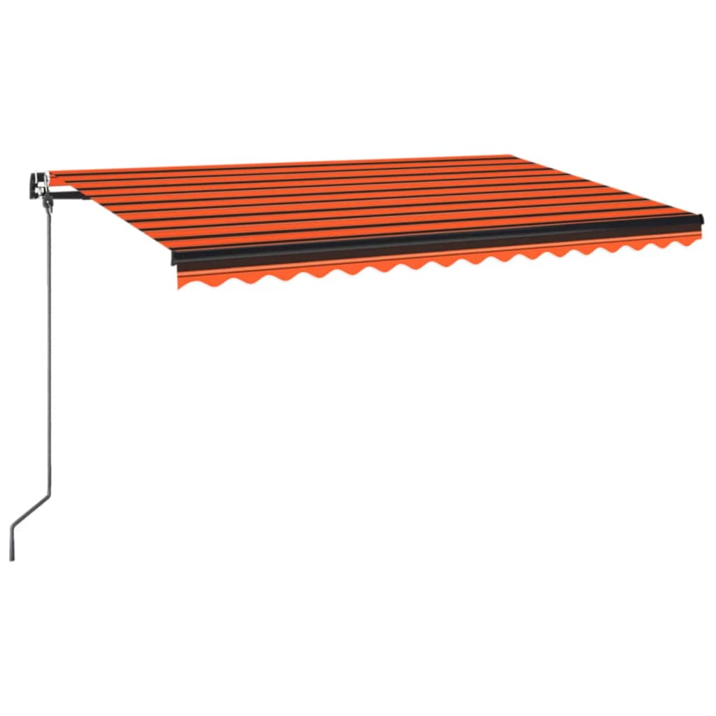 Ručně zatahovací markýza s LED světlem 450x350 cm oranžovohnědá