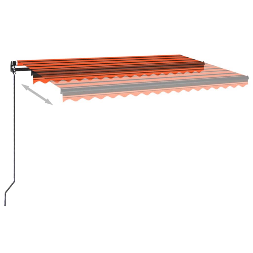 Ručně zatahovací markýza s LED světlem 450x350 cm oranžovohnědá