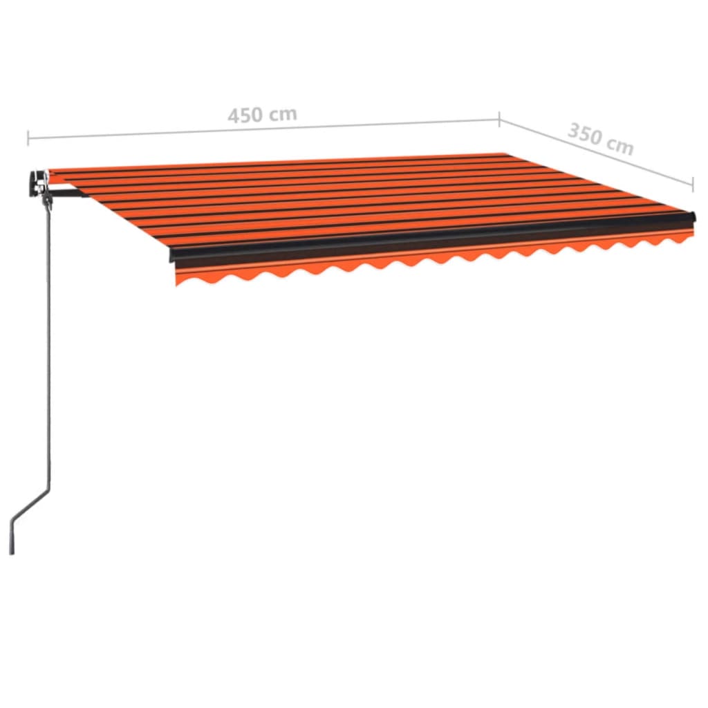 Ručně zatahovací markýza s LED světlem 450x350 cm oranžovohnědá