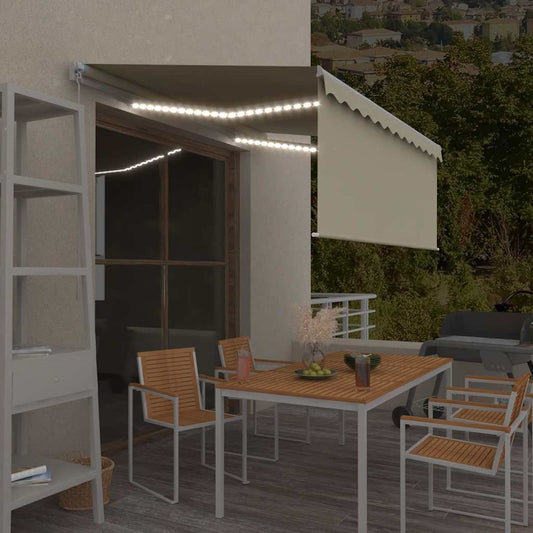 Ručně zatahovací markýza s roletou a LED 3 x 2,5 m krémová