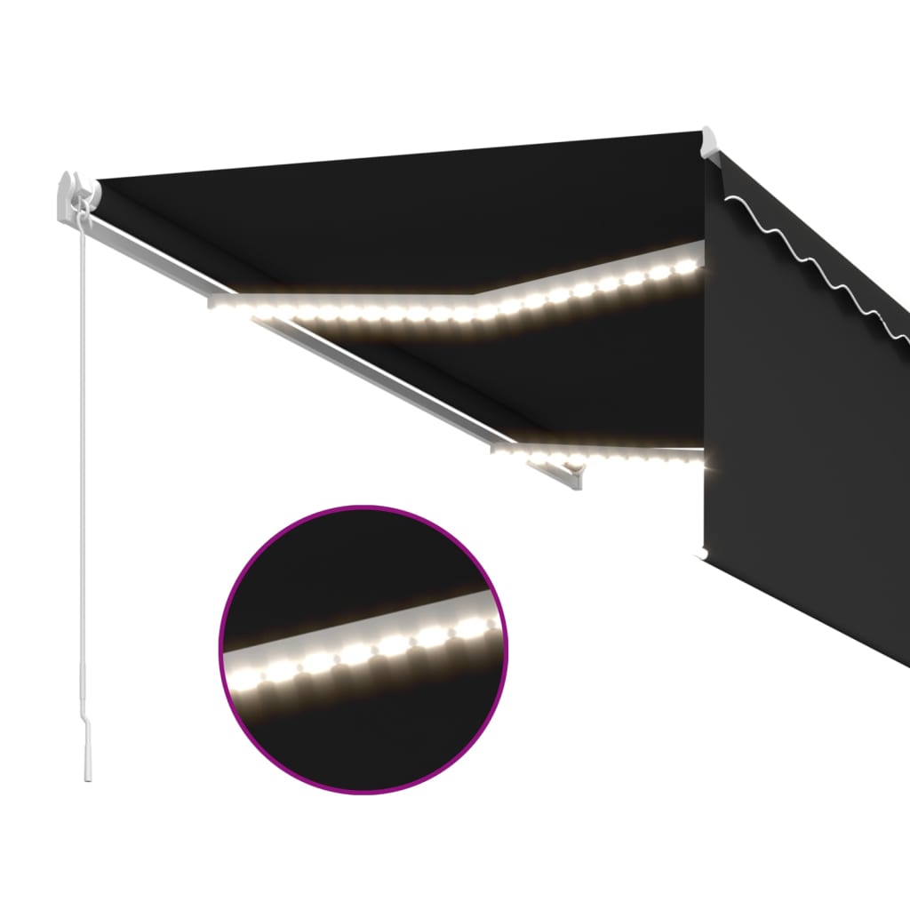 Ručně zatahovací markýza s roletou a LED 3 x 2,5 m antracitová