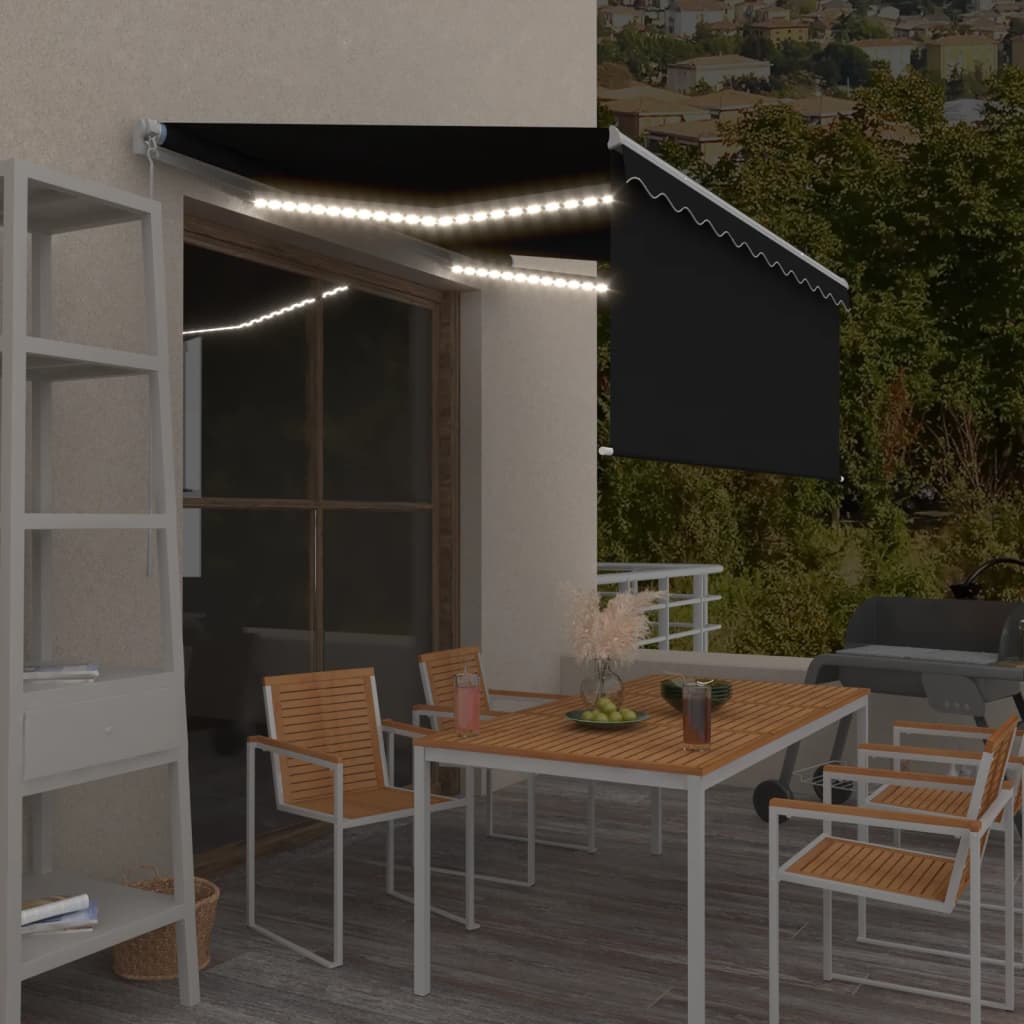 Ručně zatahovací markýza s roletou a LED 3 x 2,5 m antracitová