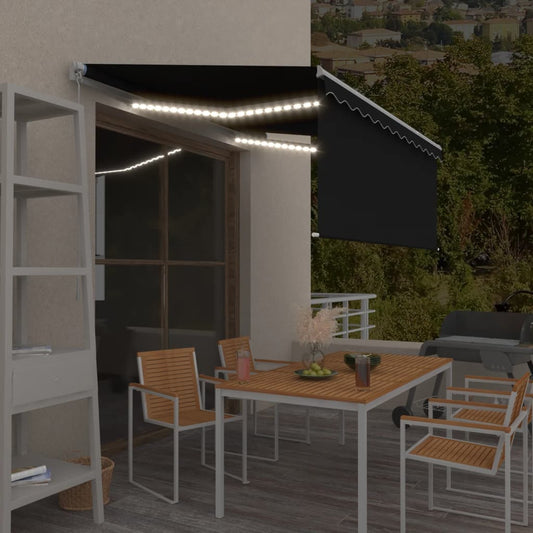 Ručně zatahovací markýza s roletou a LED 3 x 2,5 m antracitová