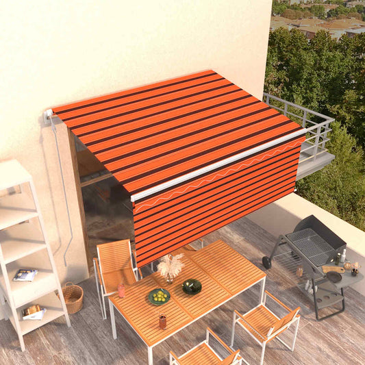 Automatická zatahovací markýza s roletou 3,5x2,5m oranžovohnědá