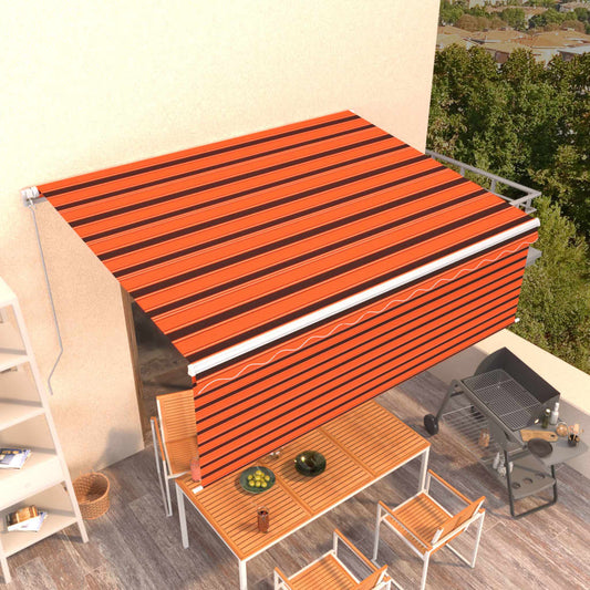Ručně zatahovací markýza s roletou 4,5 x 3 m oranžovo-hnědá