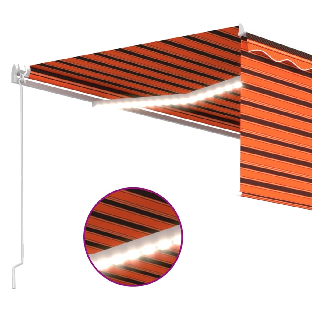 Ručně zatahovací markýza s roletou a LED 4,5x3 m oranžovo-hnědá