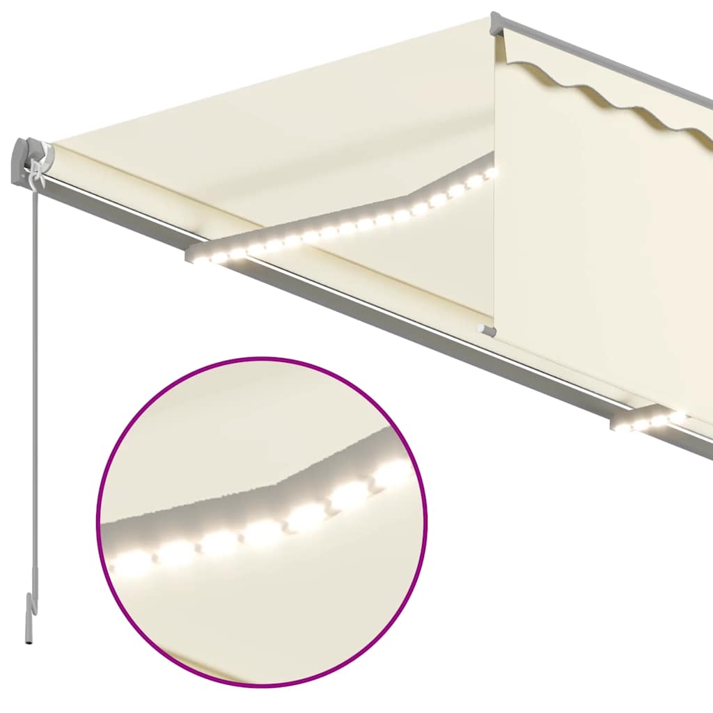 Ručně zatahovací markýza s roletou a LED 3 x 2,5 m krémová