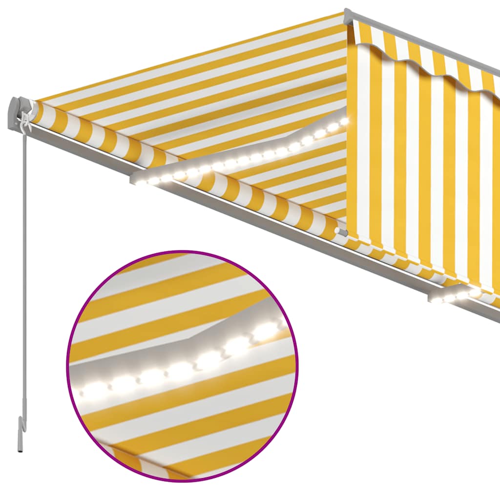 Ručně zatahovací markýza s roletou a LED 3 x 2,5 m žlutobílá