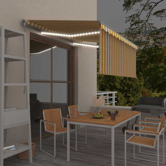 Ručně zatahovací markýza s roletou a LED 3 x 2,5 m žlutobílá