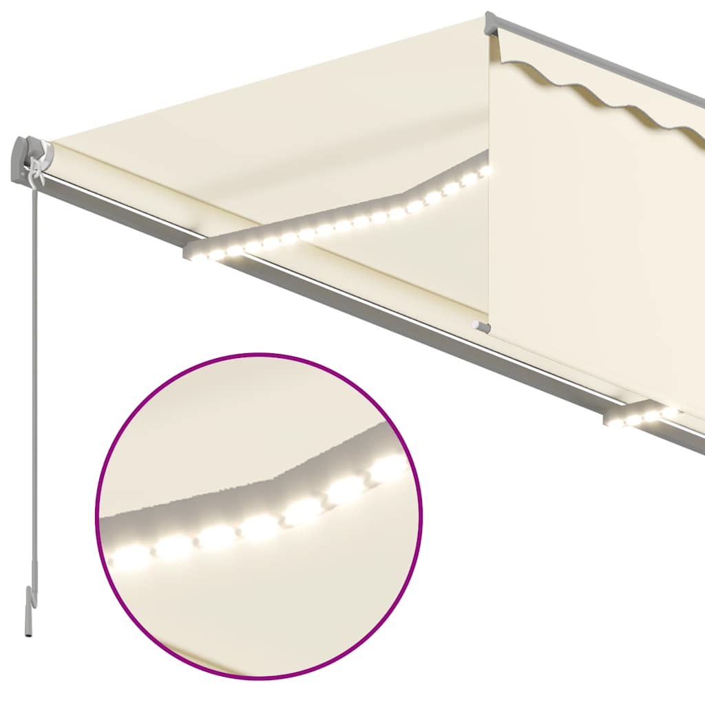 Ručně zatahovací markýza s roletou a LED 3,5 x 2,5 m krémová