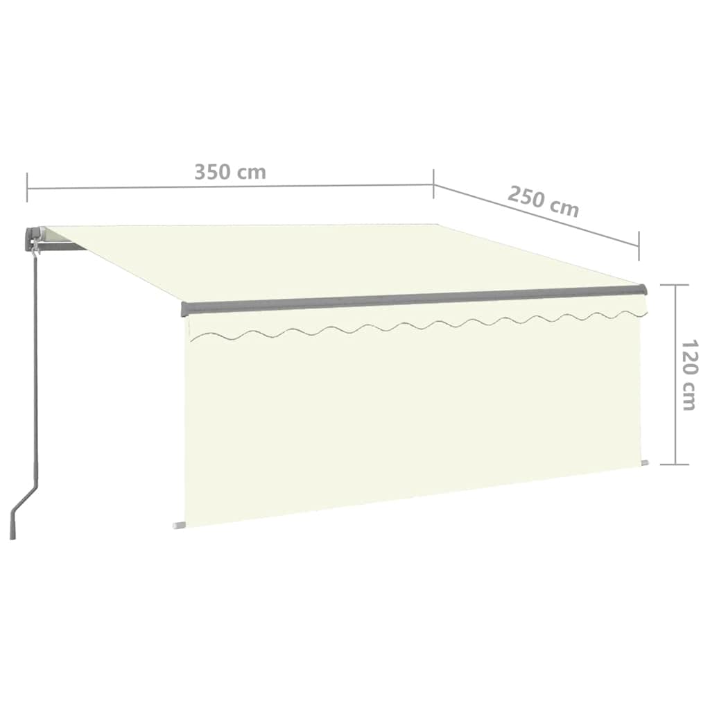 Ručně zatahovací markýza s roletou a LED 3,5 x 2,5 m krémová