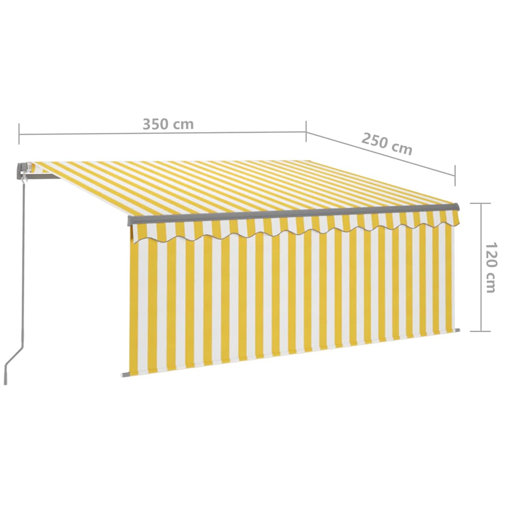 Ručně zatahovací markýza s roletou a LED 3,5 x 2,5 m žlutobílá