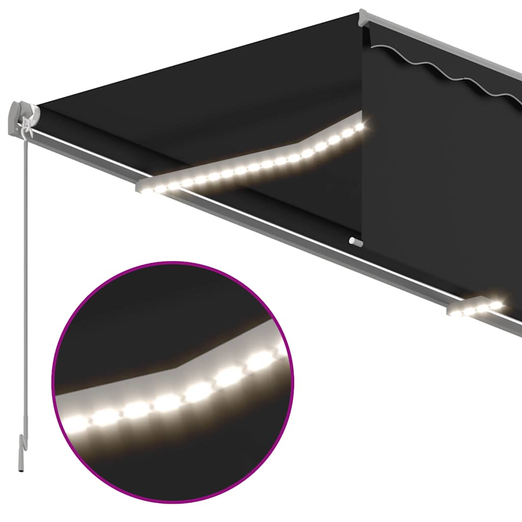 Ručně zatahovací markýza s roletou a LED 3,5x2,5 m antracitová