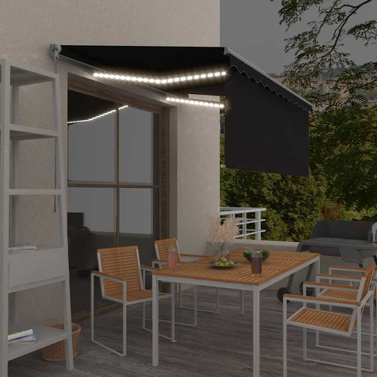 Ručně zatahovací markýza s roletou a LED 3,5x2,5 m antracitová