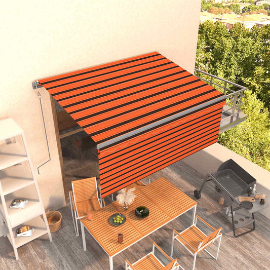 Automatická zatahovací markýza s roletou 3,5x2,5m oranžovohnědá