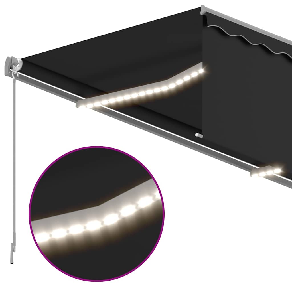 Ručně zatahovací markýza s roletou a LED 4,5 x 3 m antracitová