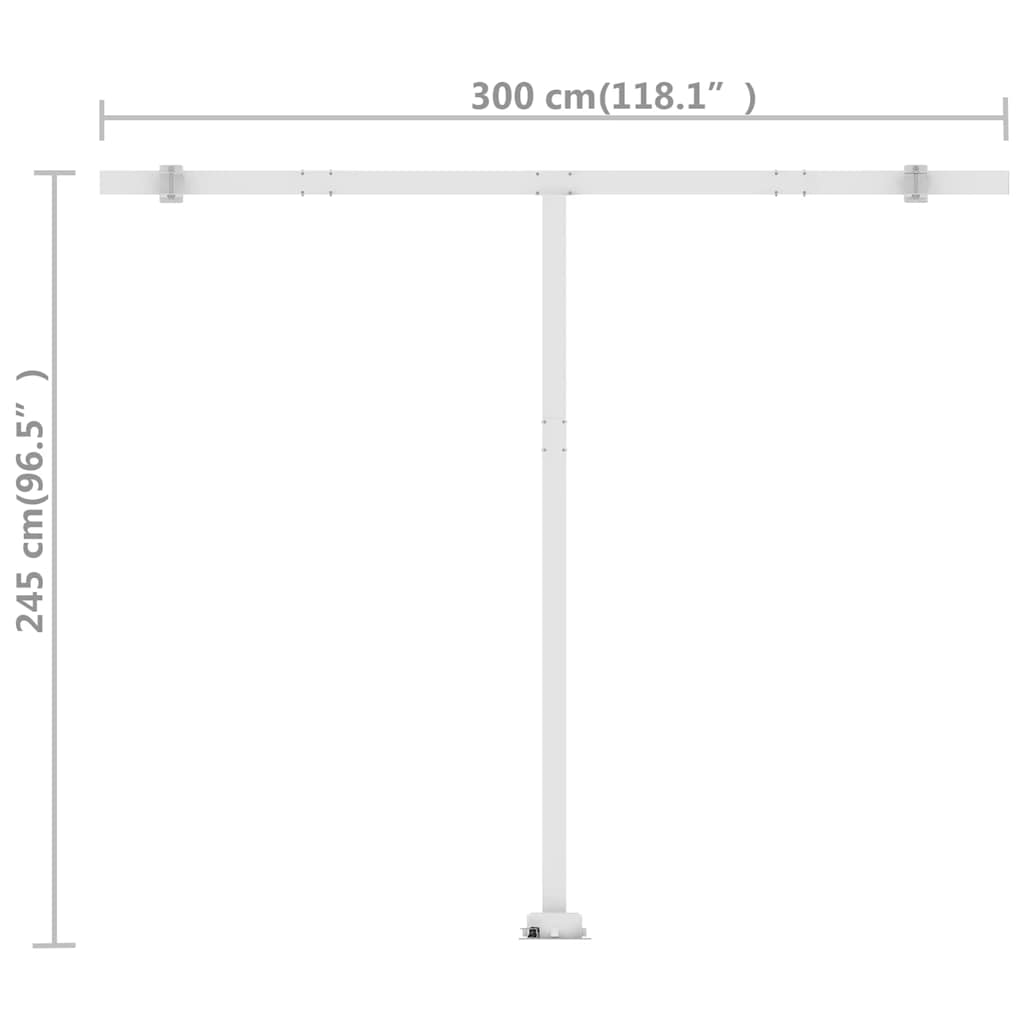 Volně stojící ručně zatahovací markýza 300 x 250 cm krémová