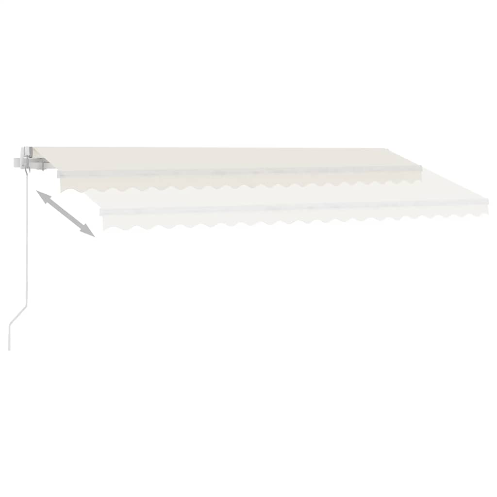 Ručně zatahovací markýza s LED světlem 400 x 300 cm krémová