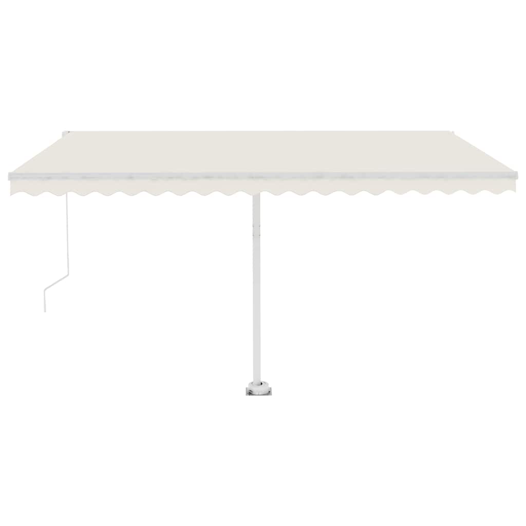 Ručně zatahovací markýza s LED světlem 400 x 300 cm krémová