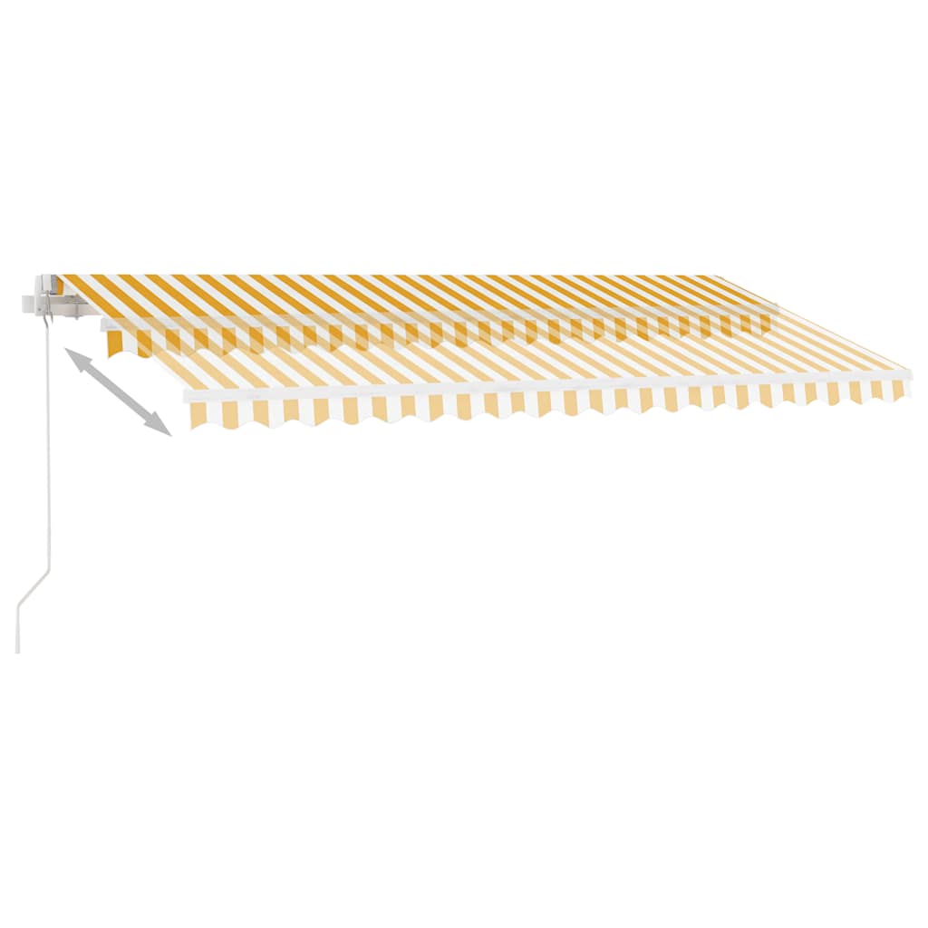 Ručně zatahovací markýza s LED světlem 400 x 300 cm žlutobílá