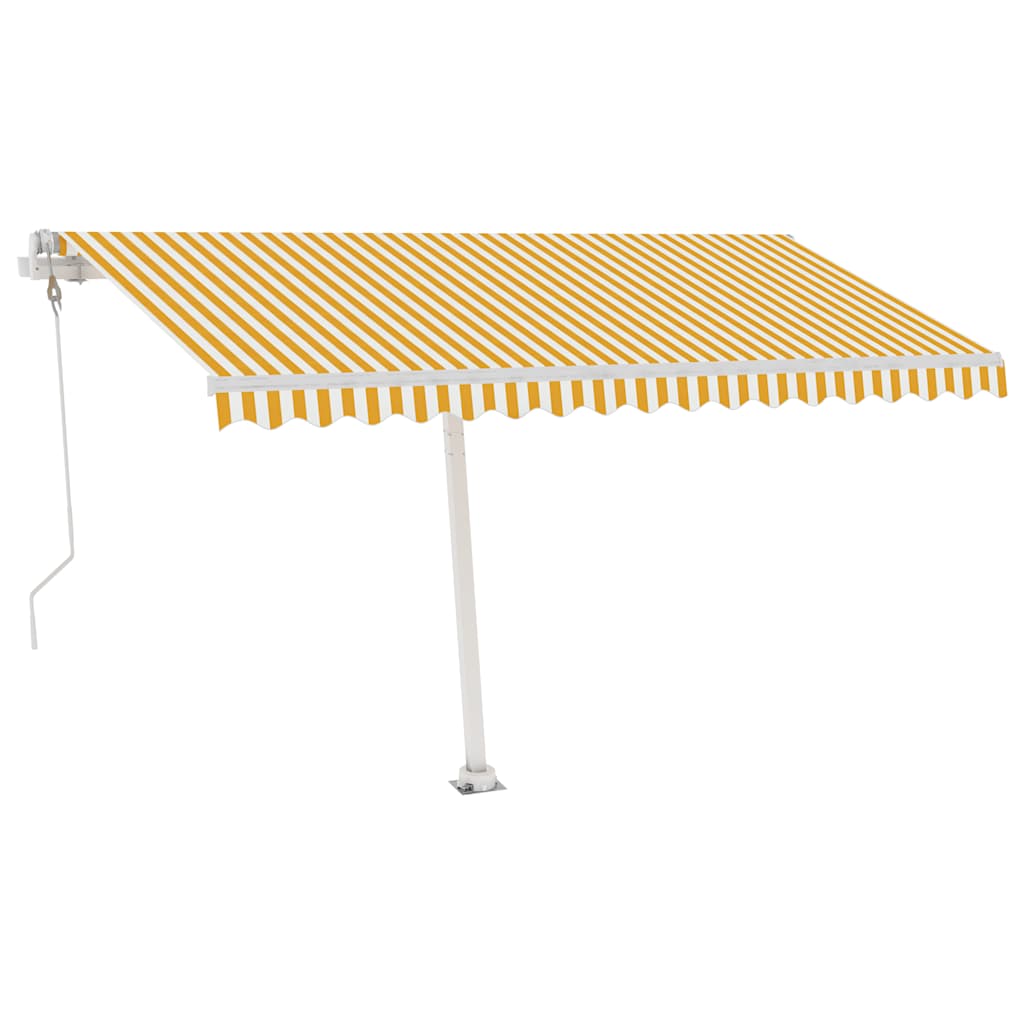 Volně stojící automatická markýza 450 x 300 cm žlutá/bílá