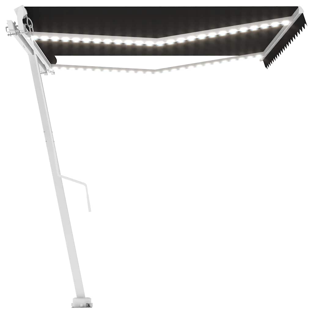 Ručně zatahovací markýza s LED světlem 400 x 350 cm antracitová
