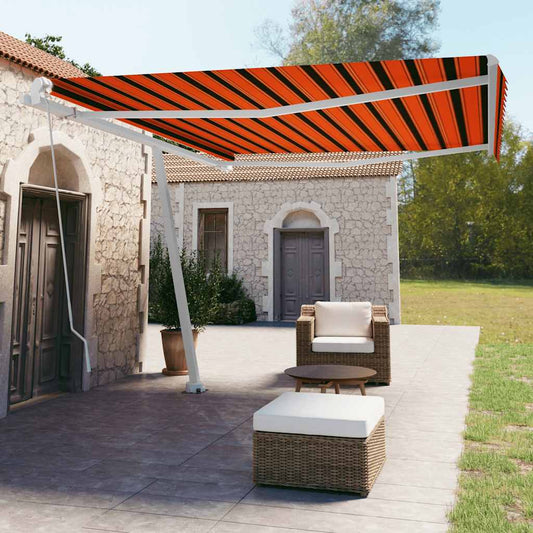 Volně stojící ručně zatahovací markýza 450x350 cm oranžovohnědá