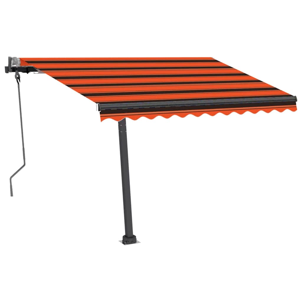 Ručně zatahovací markýza s LED 300 x 250 cm oranžová a hnědá