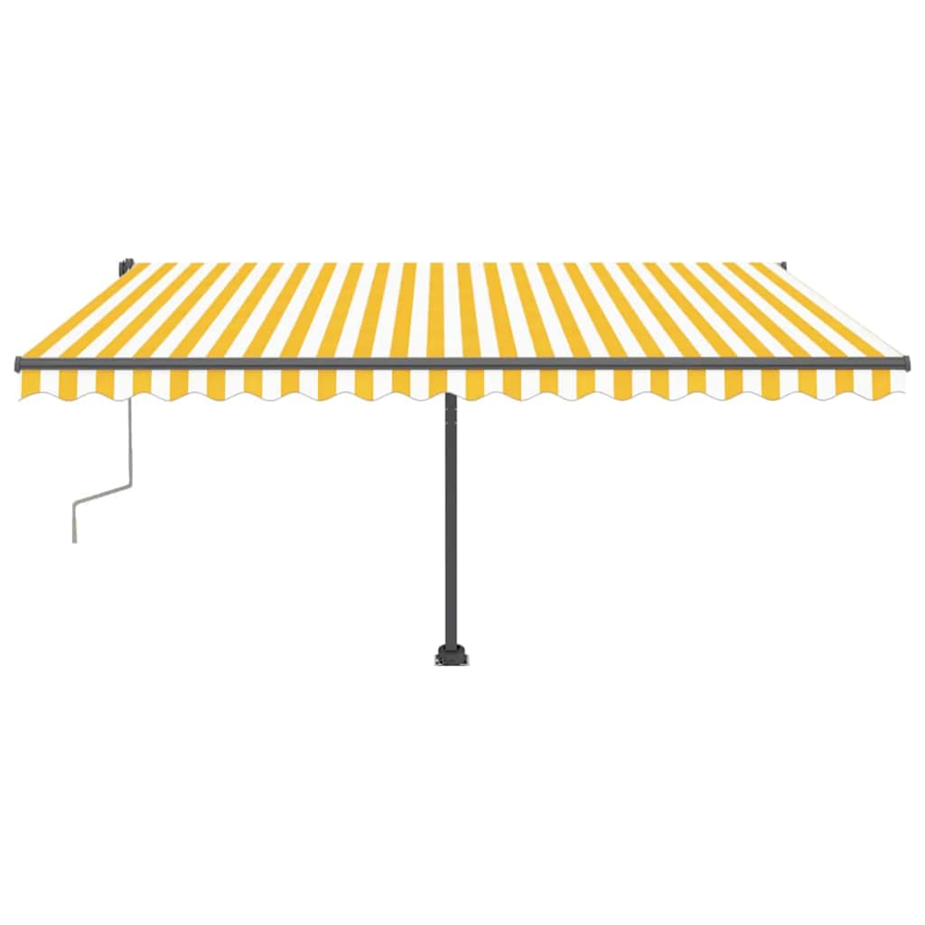 Ručně zatahovací markýza s LED světlem 400 x 300 cm žlutobílá