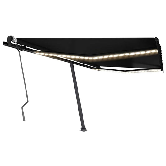 Ručně zatahovací markýza s LED světlem 450 x 300 cm antracitová