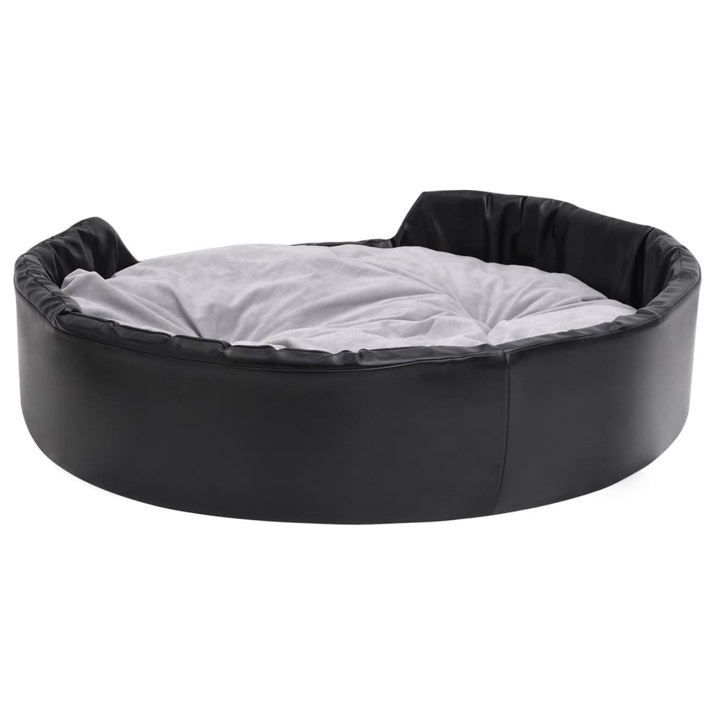 Pelíšek pro psy černý a šedý 99 x 89 x 21 cm plyš a umělá kůže