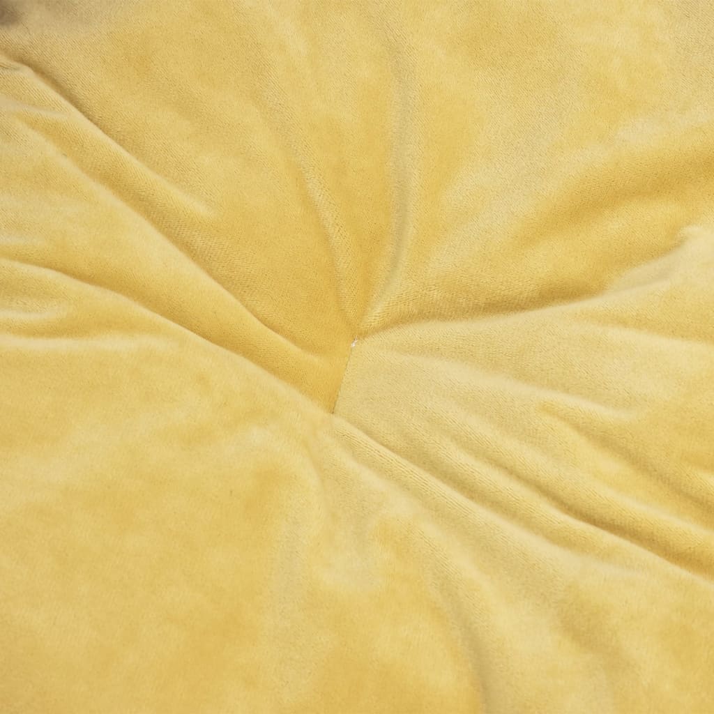 Pelíšek pro psy černý a žlutý 99 x 89 x 21 cm plyš a umělá kůže