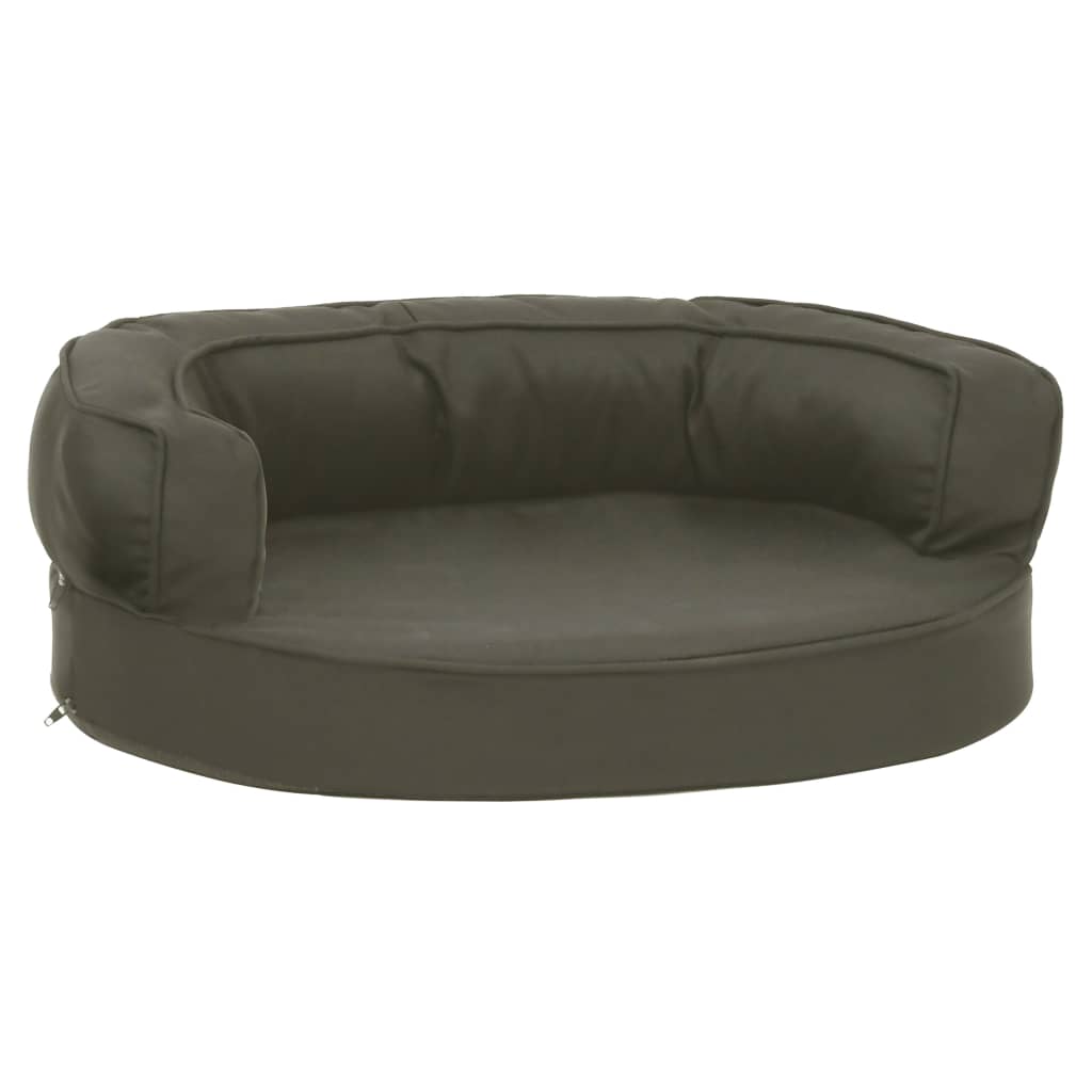 Ergonomický pelíšek pro psy 60 x 42 cm lněný vzhled tmavě šedý
