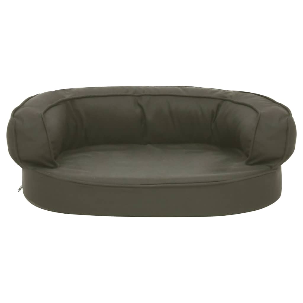 Ergonomický pelíšek pro psy 60 x 42 cm lněný vzhled tmavě šedý