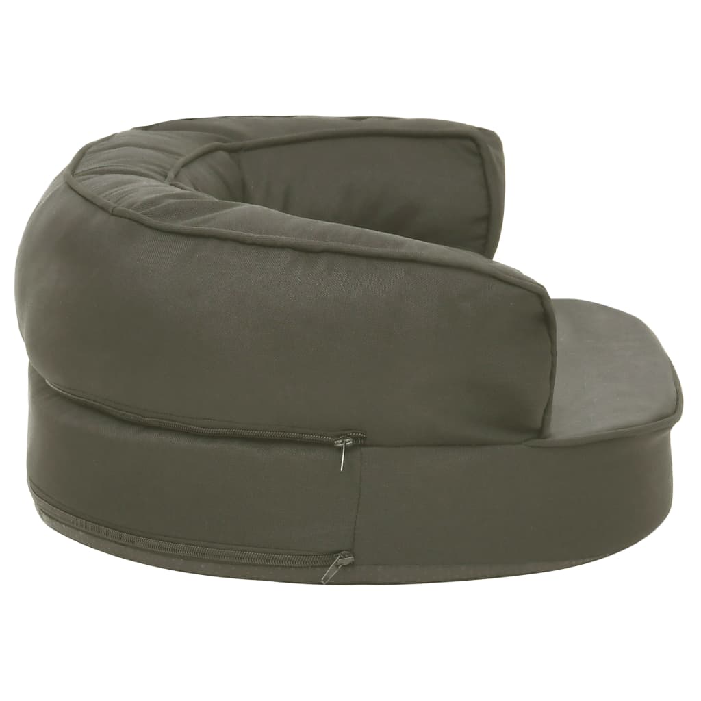 Ergonomický pelíšek pro psy 60 x 42 cm lněný vzhled tmavě šedý