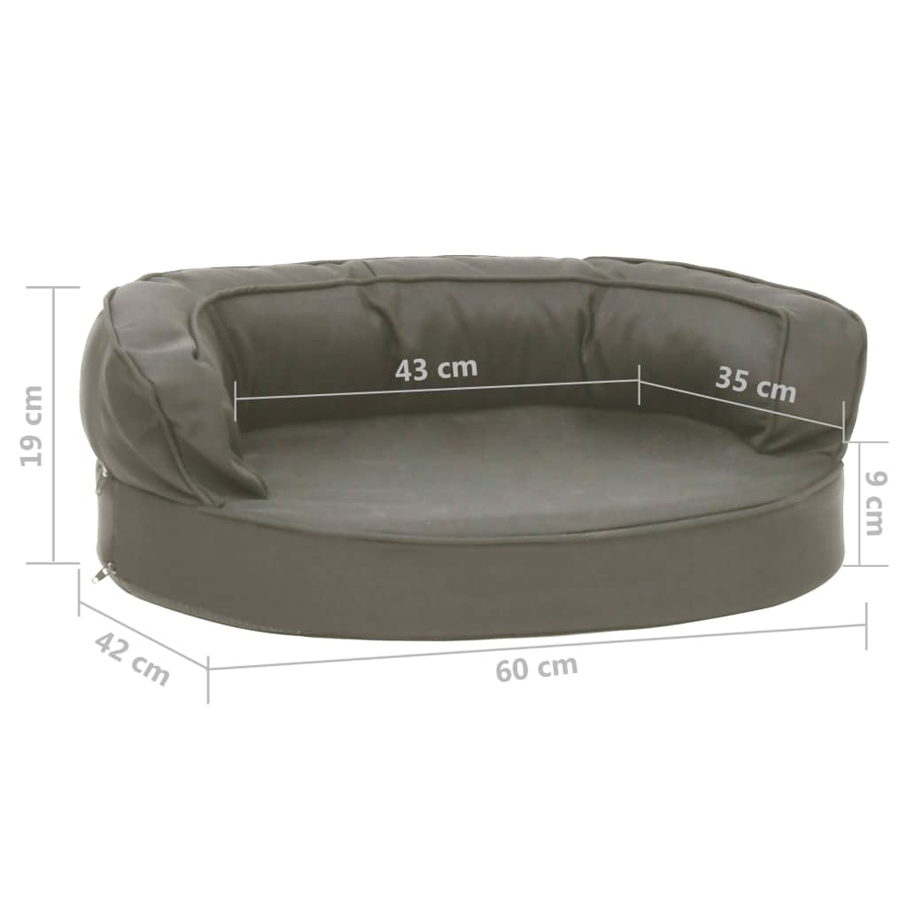 Ergonomický pelíšek pro psy 60 x 42 cm lněný vzhled tmavě šedý