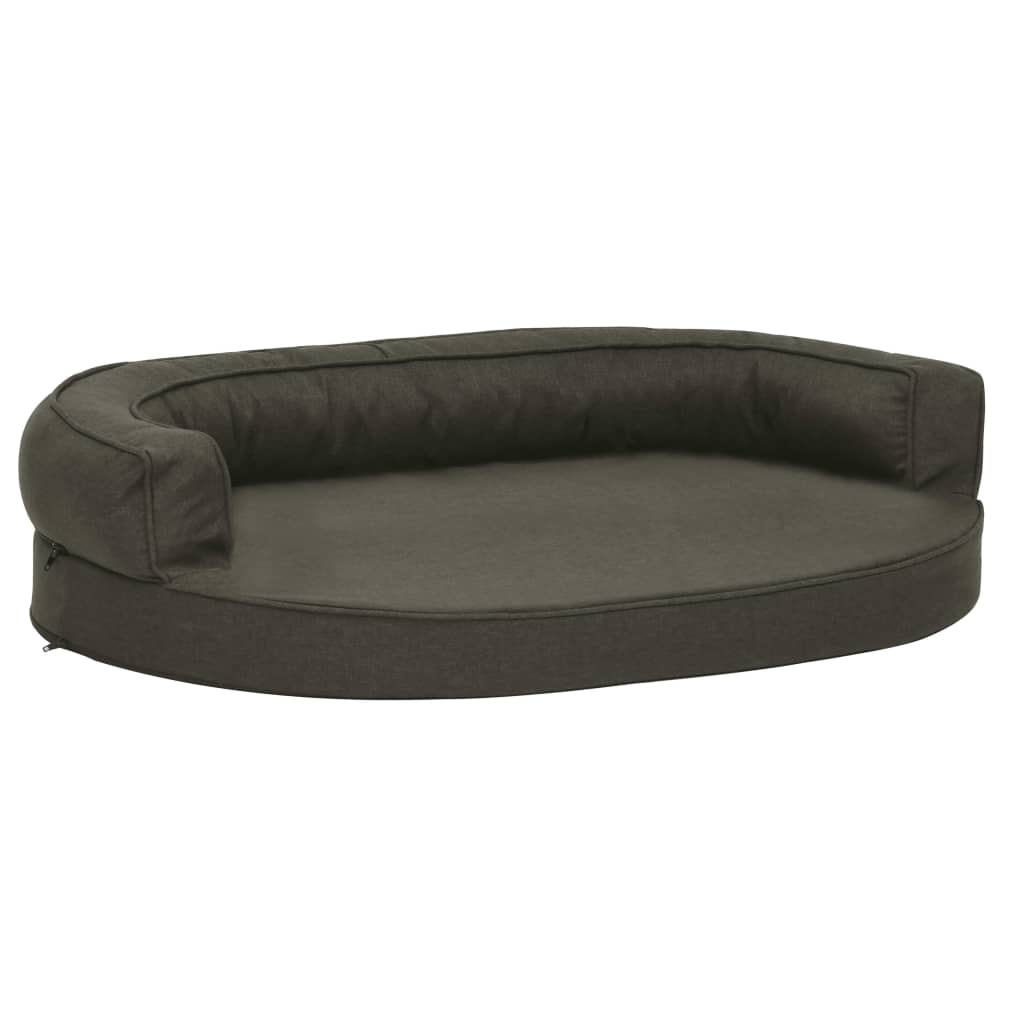Ergonomický pelíšek pro psy 75 x 53 cm lněný vzhled tmavě šedý