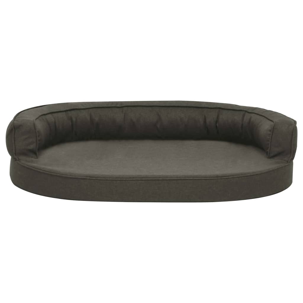 Ergonomický pelíšek pro psy 75 x 53 cm lněný vzhled tmavě šedý