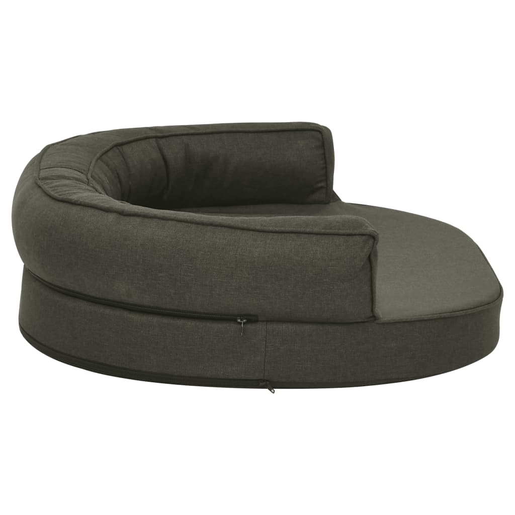 Ergonomický pelíšek pro psy 75 x 53 cm lněný vzhled tmavě šedý