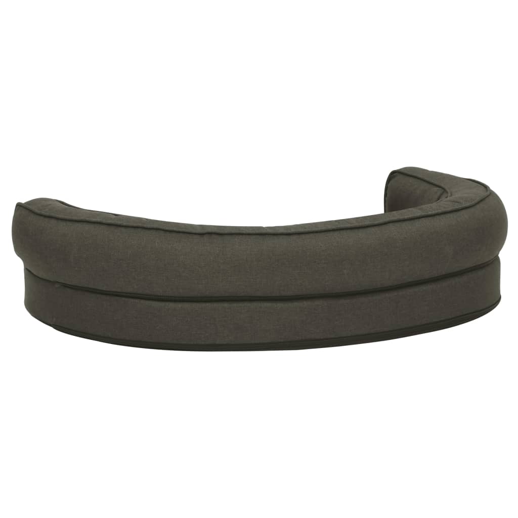 Ergonomický pelíšek pro psy 75 x 53 cm lněný vzhled tmavě šedý