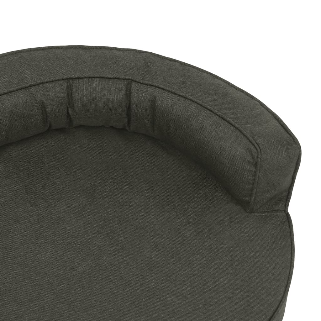 Ergonomický pelíšek pro psy 75 x 53 cm lněný vzhled tmavě šedý