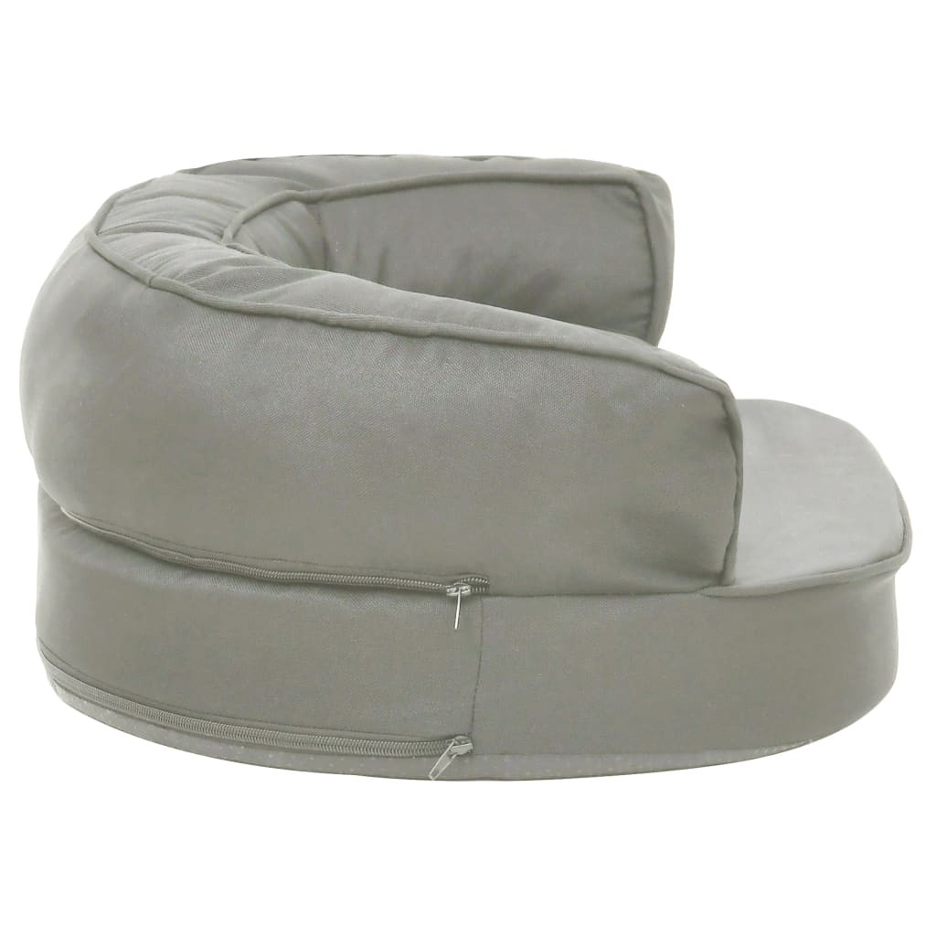 Ergonomický pelíšek pro psy 60 x 42 cm lněný vzhled šedý