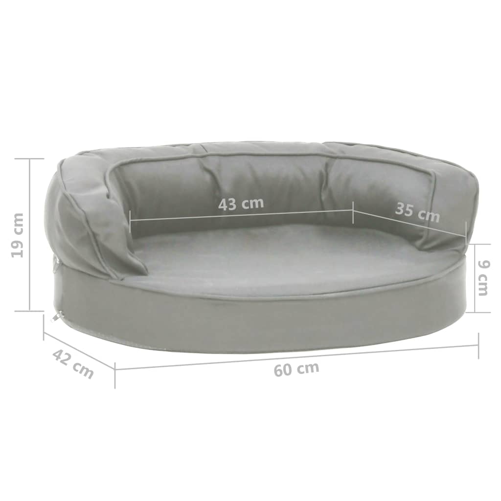 Ergonomický pelíšek pro psy 60 x 42 cm lněný vzhled šedý